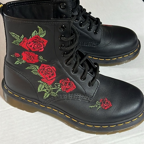 DOC MARTENS 1460 VONDA FLORAL LEATHER LACE UP BOOTS Size 6 - Picture 2 of 11